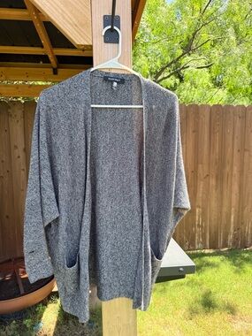 Ellen Tracy Gray Open-Front Cardigan Sweater